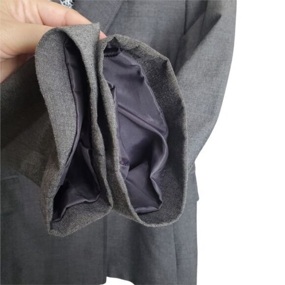 TAHARI Womens Blazer SZ 10 Gray Double Breasted Animal Lined Academia Office - Picture 8 of 11